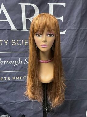 Long Straight Women’s Wig with Bangs - Brown